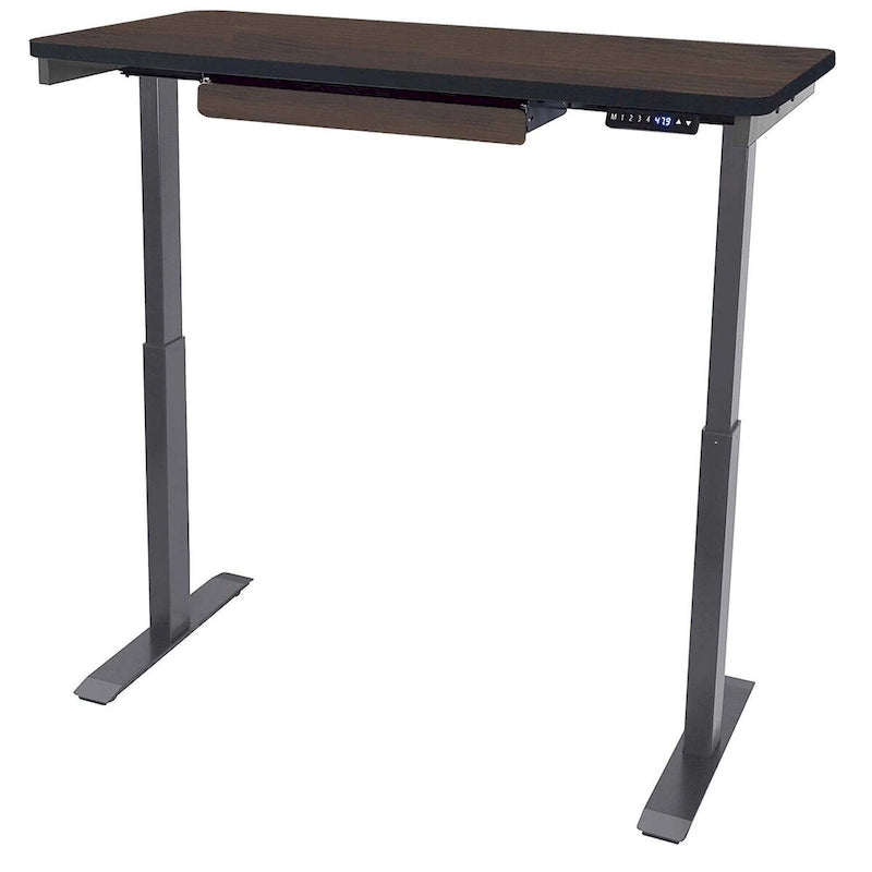 Bureau debout électrique réglable en hauteur avec tiroir et port USB – Blanc / Graphite / Noyer / Noir – 1 personne