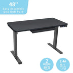 Bureau debout électrique réglable en hauteur avec tiroir et port USB – Blanc / Graphite / Noyer / Noir – 1 personne