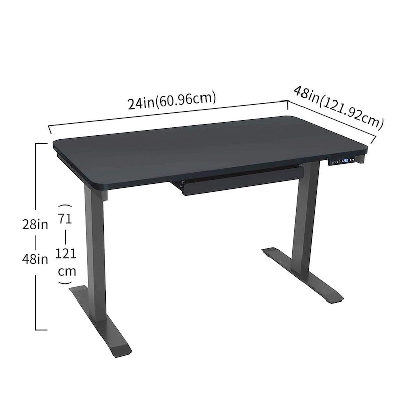 Bureau debout électrique réglable en hauteur avec tiroir et port USB – Blanc / Graphite / Noyer / Noir – 1 personne