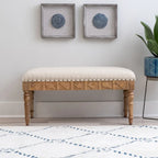 Banc d'entrée en forme de coquillage rembourré – Marron et beige / Bleu et blanc – 1 à 2 personnes