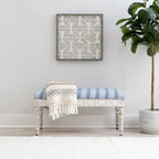 Banc d'entrée en forme de coquillage rembourré – Marron et beige / Bleu et blanc – 1 à 2 personnes