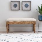 Banc d'entrée en forme de coquillage rembourré – Marron et beige / Bleu et blanc – 1 à 2 personnes