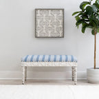 Banc d'entrée en forme de coquillage rembourré – Marron et beige / Bleu et blanc – 1 à 2 personnes