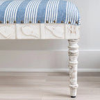 Banc d'entrée en forme de coquillage rembourré – Marron et beige / Bleu et blanc – 1 à 2 personnes