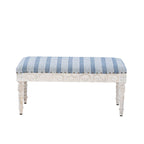 Banc d'entrée en forme de coquillage rembourré – Marron et beige / Bleu et blanc – 1 à 2 personnes