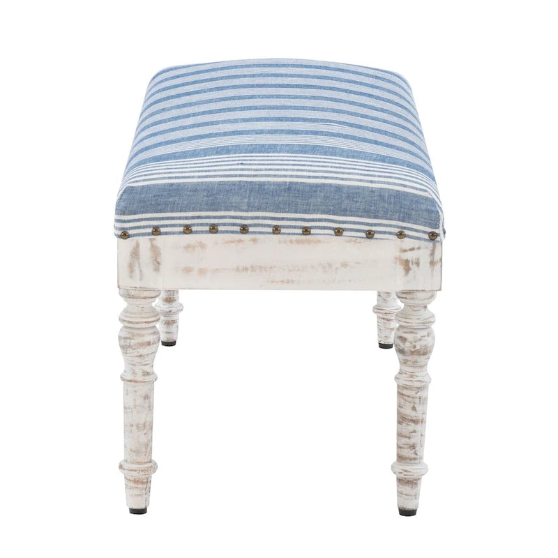 Banc d'entrée en forme de coquillage rembourré – Marron et beige / Bleu et blanc – 1 à 2 personnes