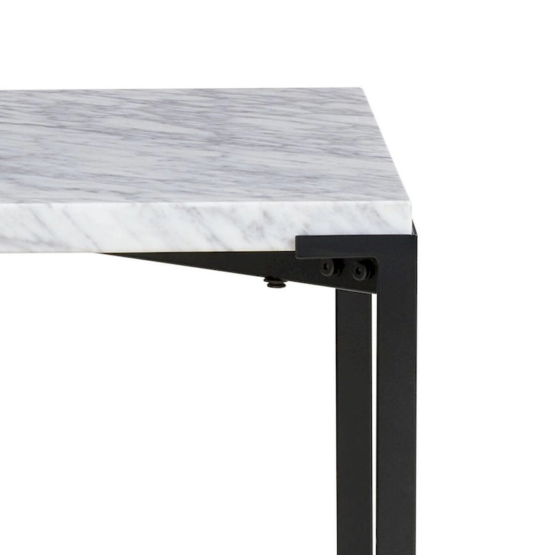 Table d'appoint moderne avec plateau en marbre de Carrare et cadre en acier – Gris