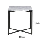 Table d'appoint moderne avec plateau en marbre de Carrare et cadre en acier – Gris
