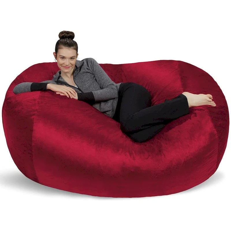 6-Foot Memory Foam Bean Bag Lounger with Microsuede Cover – Black / Red / Charcoal / Chocolate / Royal Blue / Navy Blue / Olive Green / Cocoa / Camel / Lemon / Aquamine Green / Tangerine / Purple / Magenta / Lime Green – 1-2 Person