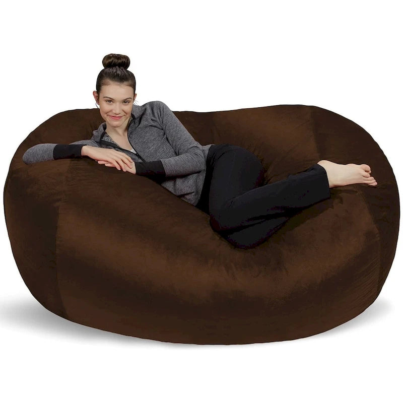 6-Foot Memory Foam Bean Bag Lounger with Microsuede Cover – Black / Red / Charcoal / Chocolate / Royal Blue / Navy Blue / Olive Green / Cocoa / Camel / Lemon / Aquamine Green / Tangerine / Purple / Magenta / Lime Green – 1-2 Person
