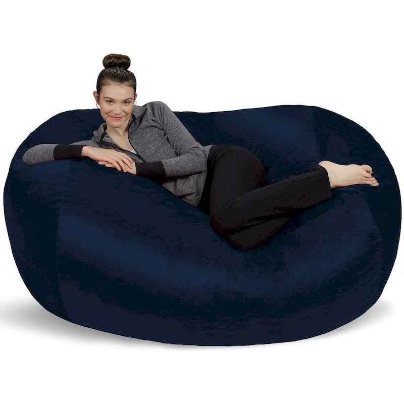 6-Foot Memory Foam Bean Bag Lounger with Microsuede Cover – Black / Red / Charcoal / Chocolate / Royal Blue / Navy Blue / Olive Green / Cocoa / Camel / Lemon / Aquamine Green / Tangerine / Purple / Magenta / Lime Green – 1-2 Person