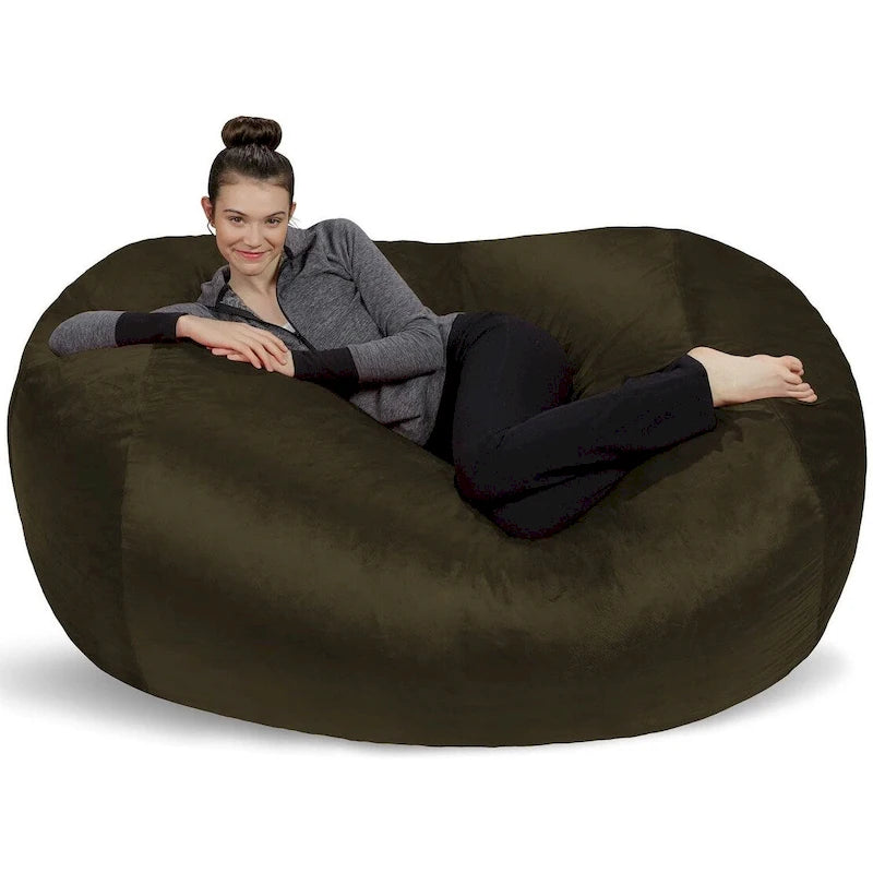 6-Foot Memory Foam Bean Bag Lounger with Microsuede Cover – Black / Red / Charcoal / Chocolate / Royal Blue / Navy Blue / Olive Green / Cocoa / Camel / Lemon / Aquamine Green / Tangerine / Purple / Magenta / Lime Green – 1-2 Person