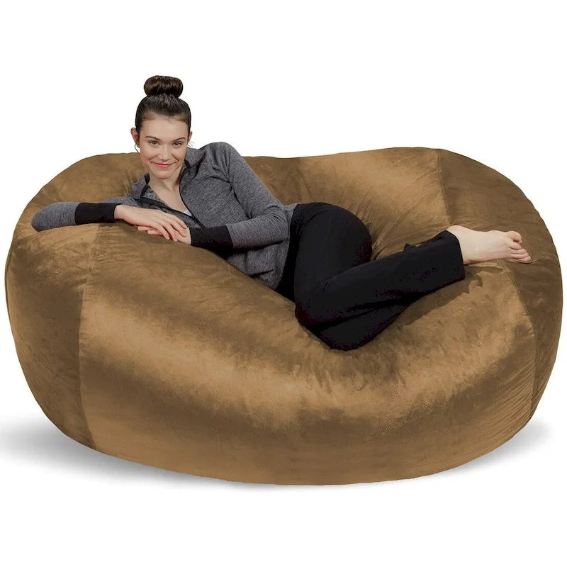 6-Foot Memory Foam Bean Bag Lounger with Microsuede Cover – Black / Red / Charcoal / Chocolate / Royal Blue / Navy Blue / Olive Green / Cocoa / Camel / Lemon / Aquamine Green / Tangerine / Purple / Magenta / Lime Green – 1-2 Person