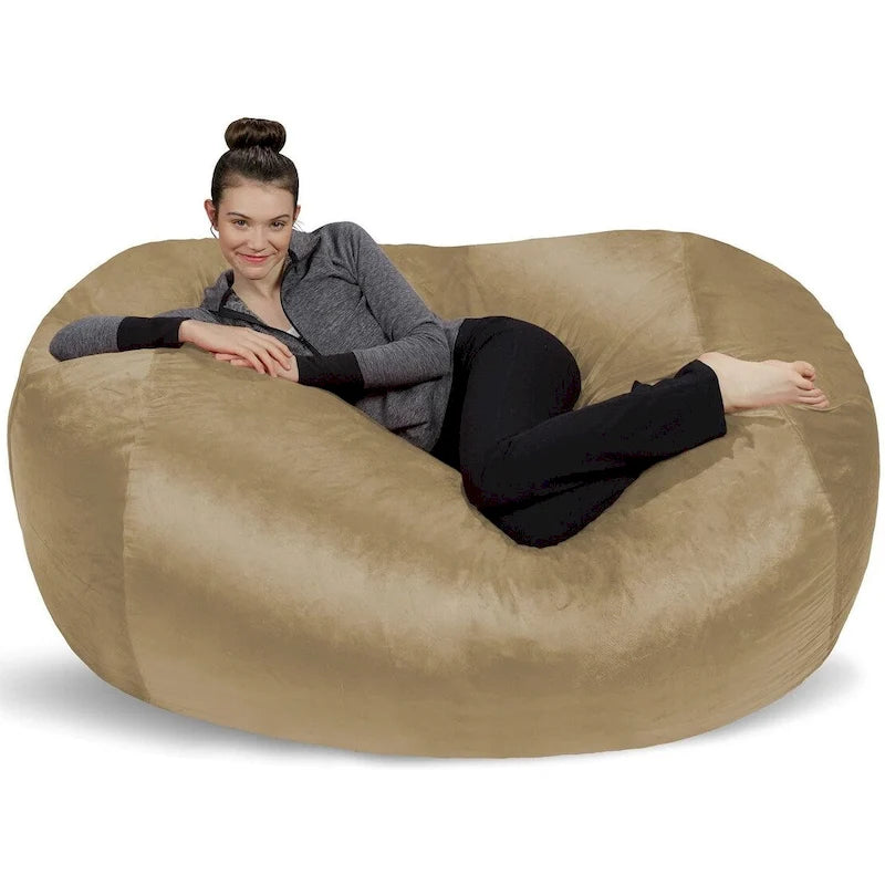 6-Foot Memory Foam Bean Bag Lounger with Microsuede Cover – Black / Red / Charcoal / Chocolate / Royal Blue / Navy Blue / Olive Green / Cocoa / Camel / Lemon / Aquamine Green / Tangerine / Purple / Magenta / Lime Green – 1-2 Person