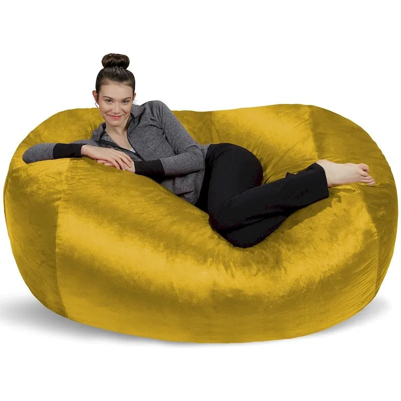6-Foot Memory Foam Bean Bag Lounger with Microsuede Cover – Black / Red / Charcoal / Chocolate / Royal Blue / Navy Blue / Olive Green / Cocoa / Camel / Lemon / Aquamine Green / Tangerine / Purple / Magenta / Lime Green – 1-2 Person