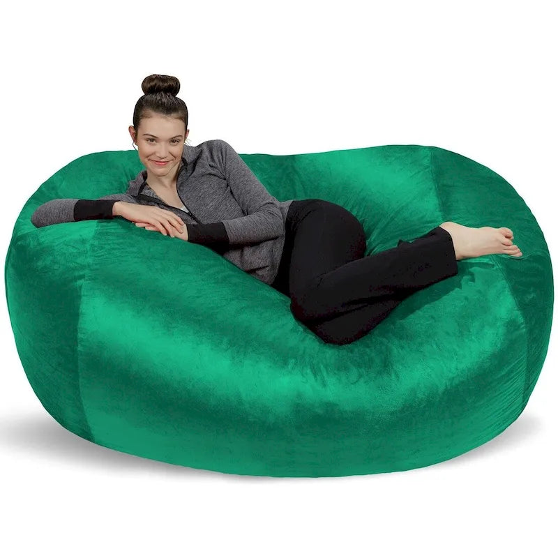 6-Foot Memory Foam Bean Bag Lounger with Microsuede Cover – Black / Red / Charcoal / Chocolate / Royal Blue / Navy Blue / Olive Green / Cocoa / Camel / Lemon / Aquamine Green / Tangerine / Purple / Magenta / Lime Green – 1-2 Person