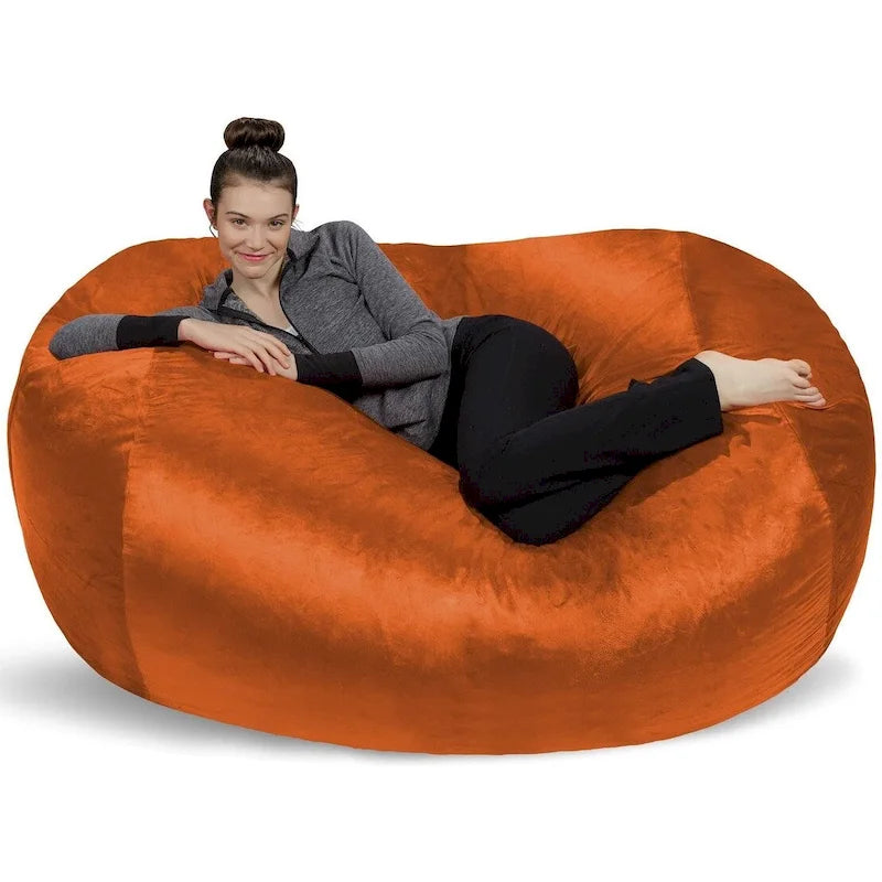 6-Foot Memory Foam Bean Bag Lounger with Microsuede Cover – Black / Red / Charcoal / Chocolate / Royal Blue / Navy Blue / Olive Green / Cocoa / Camel / Lemon / Aquamine Green / Tangerine / Purple / Magenta / Lime Green – 1-2 Person