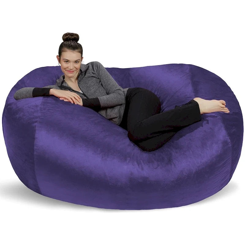 6-Foot Memory Foam Bean Bag Lounger with Microsuede Cover – Black / Red / Charcoal / Chocolate / Royal Blue / Navy Blue / Olive Green / Cocoa / Camel / Lemon / Aquamine Green / Tangerine / Purple / Magenta / Lime Green – 1-2 Person