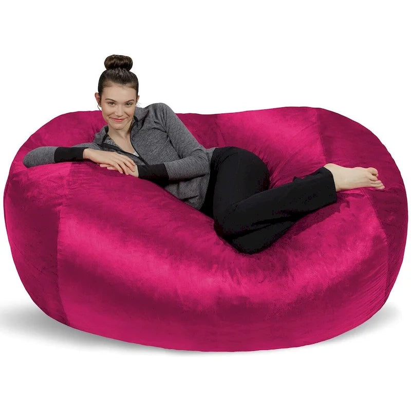 6-Foot Memory Foam Bean Bag Lounger with Microsuede Cover – Black / Red / Charcoal / Chocolate / Royal Blue / Navy Blue / Olive Green / Cocoa / Camel / Lemon / Aquamine Green / Tangerine / Purple / Magenta / Lime Green – 1-2 Person