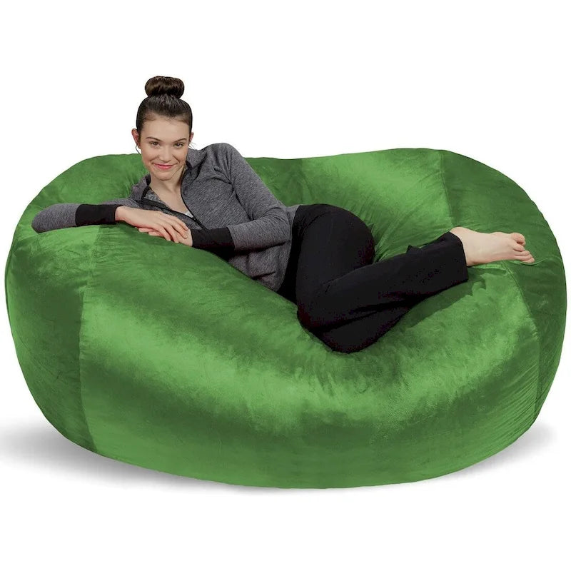 6-Foot Memory Foam Bean Bag Lounger with Microsuede Cover – Black / Red / Charcoal / Chocolate / Royal Blue / Navy Blue / Olive Green / Cocoa / Camel / Lemon / Aquamine Green / Tangerine / Purple / Magenta / Lime Green – 1-2 Person