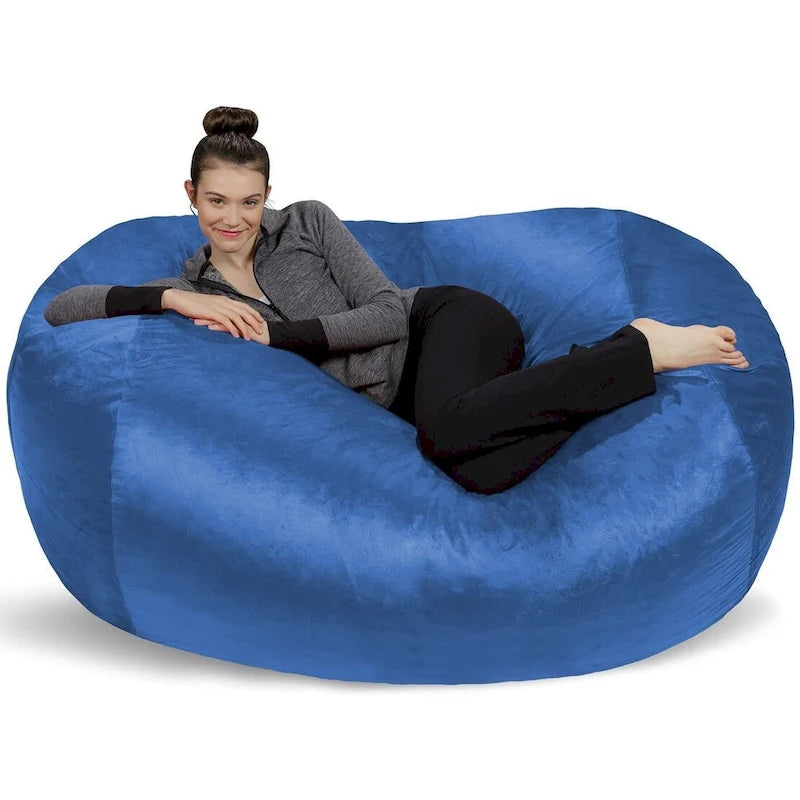 6-Foot Memory Foam Bean Bag Lounger with Microsuede Cover – Black / Red / Charcoal / Chocolate / Royal Blue / Navy Blue / Olive Green / Cocoa / Camel / Lemon / Aquamine Green / Tangerine / Purple / Magenta / Lime Green – 1-2 Person