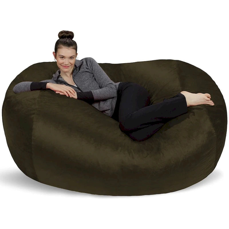Pouf Géant en Mousse à Mémoire de Forme 180 cm avec Housse en Microsuède – Noir / Rouge / Anthracite / Chocolat / Bleu roi / Bleu marine / Vert olive / Cacao / Camel / Citron / Vert aigue-marine / Mandarine / Violet / Magenta / Vert lime – 1-2 Personnes