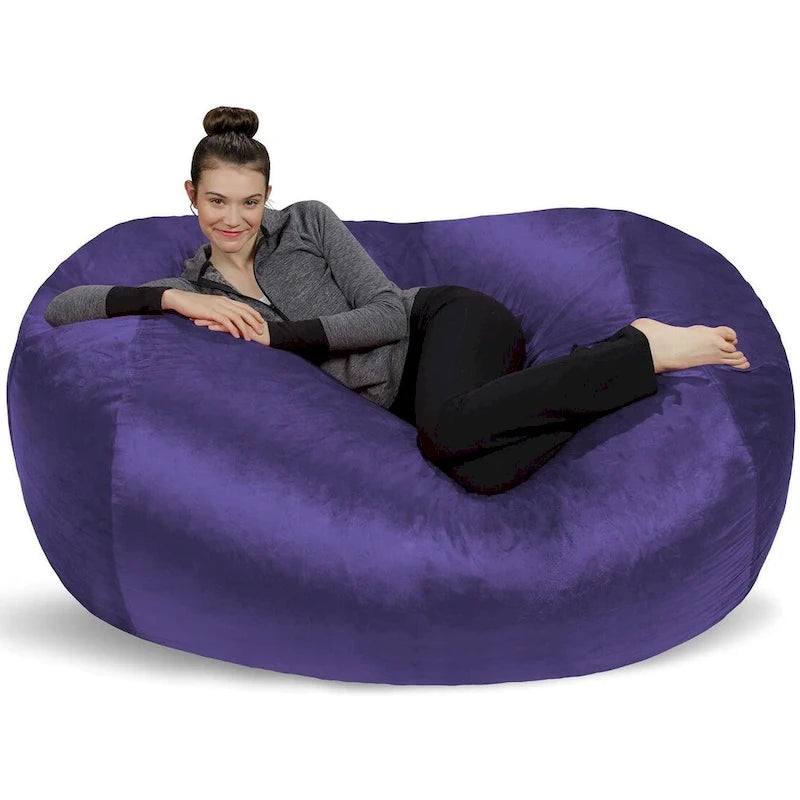 Pouf Géant en Mousse à Mémoire de Forme 180 cm avec Housse en Microsuède – Noir / Rouge / Anthracite / Chocolat / Bleu roi / Bleu marine / Vert olive / Cacao / Camel / Citron / Vert aigue-marine / Mandarine / Violet / Magenta / Vert lime – 1-2 Personnes