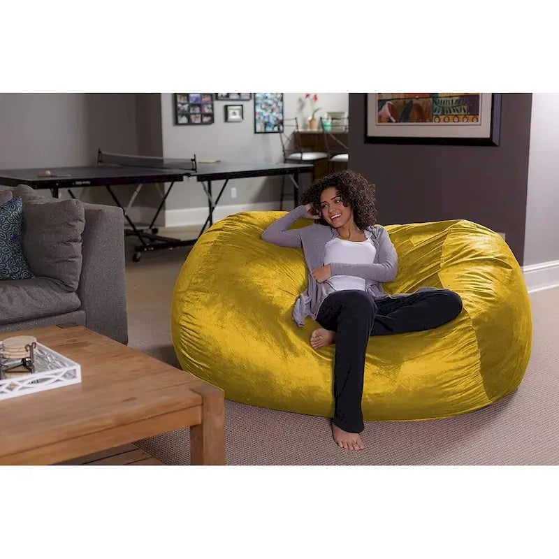 Pouf Géant en Mousse à Mémoire de Forme 180 cm avec Housse en Microsuède – Noir / Rouge / Anthracite / Chocolat / Bleu roi / Bleu marine / Vert olive / Cacao / Camel / Citron / Vert aigue-marine / Mandarine / Violet / Magenta / Vert lime – 1-2 Personnes