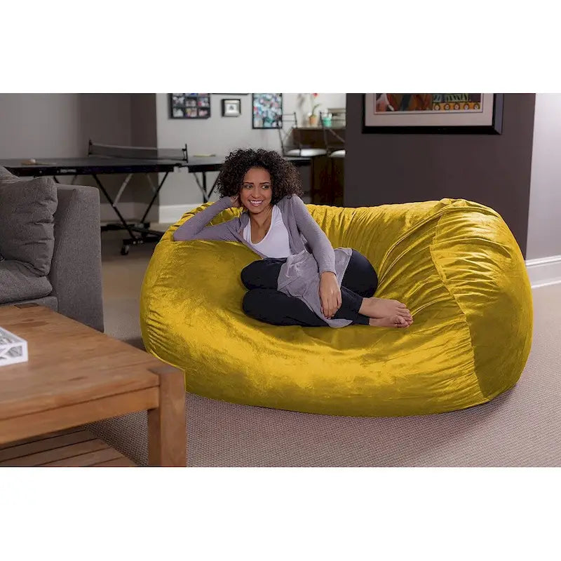 Pouf Géant en Mousse à Mémoire de Forme 180 cm avec Housse en Microsuède – Noir / Rouge / Anthracite / Chocolat / Bleu roi / Bleu marine / Vert olive / Cacao / Camel / Citron / Vert aigue-marine / Mandarine / Violet / Magenta / Vert lime – 1-2 Personnes