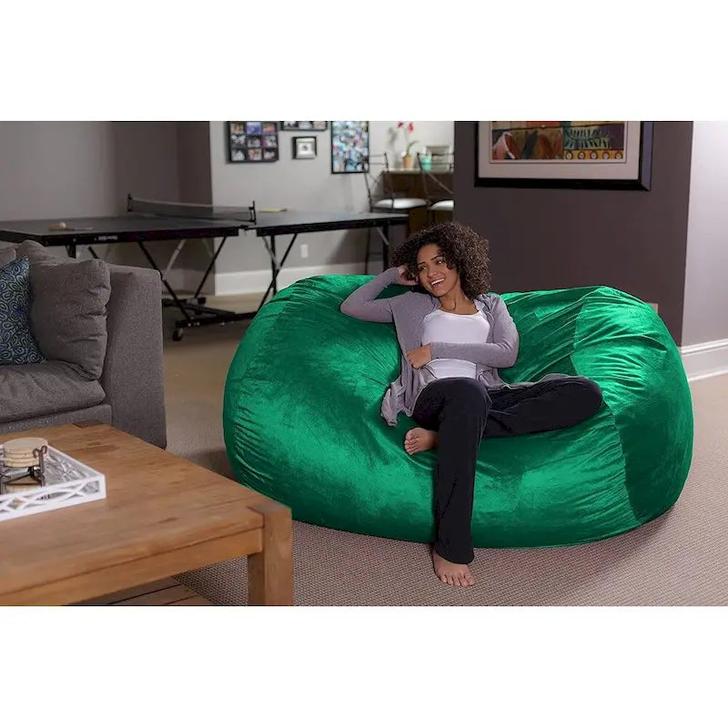 Pouf Géant en Mousse à Mémoire de Forme 180 cm avec Housse en Microsuède – Noir / Rouge / Anthracite / Chocolat / Bleu roi / Bleu marine / Vert olive / Cacao / Camel / Citron / Vert aigue-marine / Mandarine / Violet / Magenta / Vert lime – 1-2 Personnes