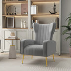 Fauteuil d'appoint capitonné en velours avec pieds en métal doré – Bleu paon / Gris / Blanc – 1 place