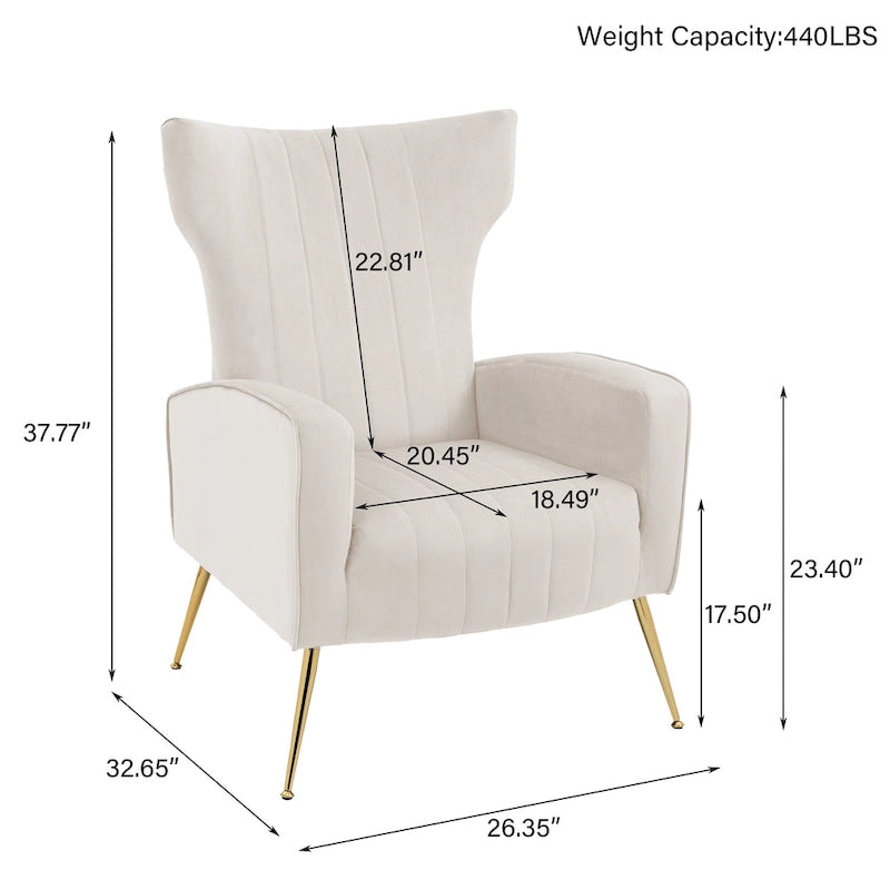 Fauteuil d'appoint capitonné en velours avec pieds en métal doré – Bleu paon / Gris / Blanc – 1 place