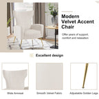 Fauteuil d'appoint capitonné en velours avec pieds en métal doré – Bleu paon / Gris / Blanc – 1 place