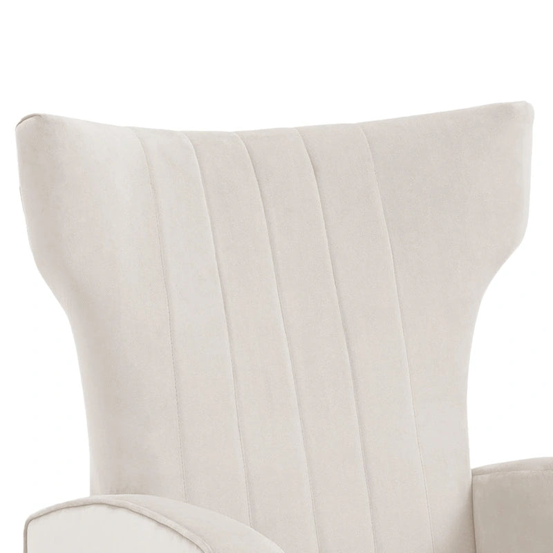 Fauteuil d'appoint capitonné en velours avec pieds en métal doré – Bleu paon / Gris / Blanc – 1 place