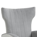 Fauteuil d'appoint capitonné en velours avec pieds en métal doré – Bleu paon / Gris / Blanc – 1 place