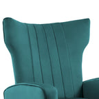 Fauteuil d'appoint capitonné en velours avec pieds en métal doré – Bleu paon / Gris / Blanc – 1 place