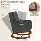 Fauteuil à bascule et coulissant rembourré avec oreiller et poche latérale – Noir / Gris / Beige – 1 place