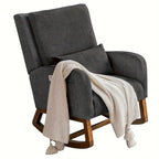 Fauteuil à bascule et coulissant rembourré avec oreiller et poche latérale – Noir / Gris / Beige – 1 place