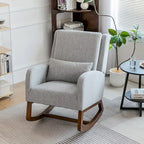 Fauteuil à bascule et coulissant rembourré avec oreiller et poche latérale – Noir / Gris / Beige – 1 place