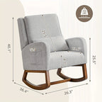 Fauteuil à bascule et coulissant rembourré avec oreiller et poche latérale – Noir / Gris / Beige – 1 place