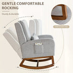 Fauteuil à bascule et coulissant rembourré avec oreiller et poche latérale – Noir / Gris / Beige – 1 place