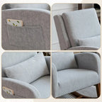 Fauteuil à bascule et coulissant rembourré avec oreiller et poche latérale – Noir / Gris / Beige – 1 place
