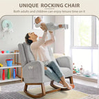 Fauteuil à bascule et coulissant rembourré avec oreiller et poche latérale – Noir / Gris / Beige – 1 place