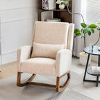 Fauteuil à bascule et coulissant rembourré avec oreiller et poche latérale – Noir / Gris / Beige – 1 place