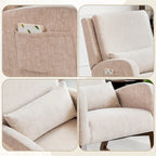 Fauteuil à bascule et coulissant rembourré avec oreiller et poche latérale – Noir / Gris / Beige – 1 place
