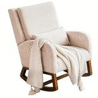 Fauteuil à bascule et coulissant rembourré avec oreiller et poche latérale – Noir / Gris / Beige – 1 place